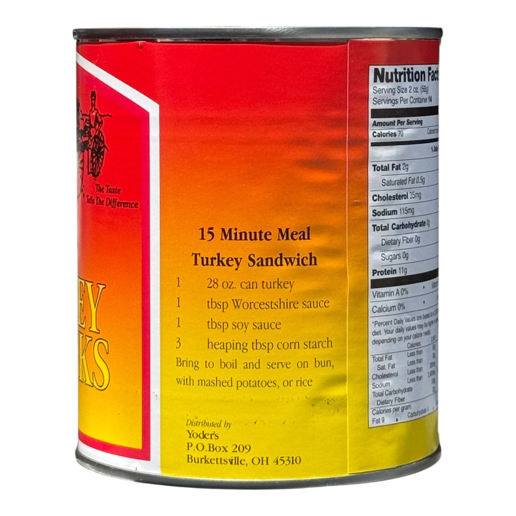Yoder’s Canned Turkey Chunks — 28 oz, Fully Cooked (10+ Year Shelf Life)
