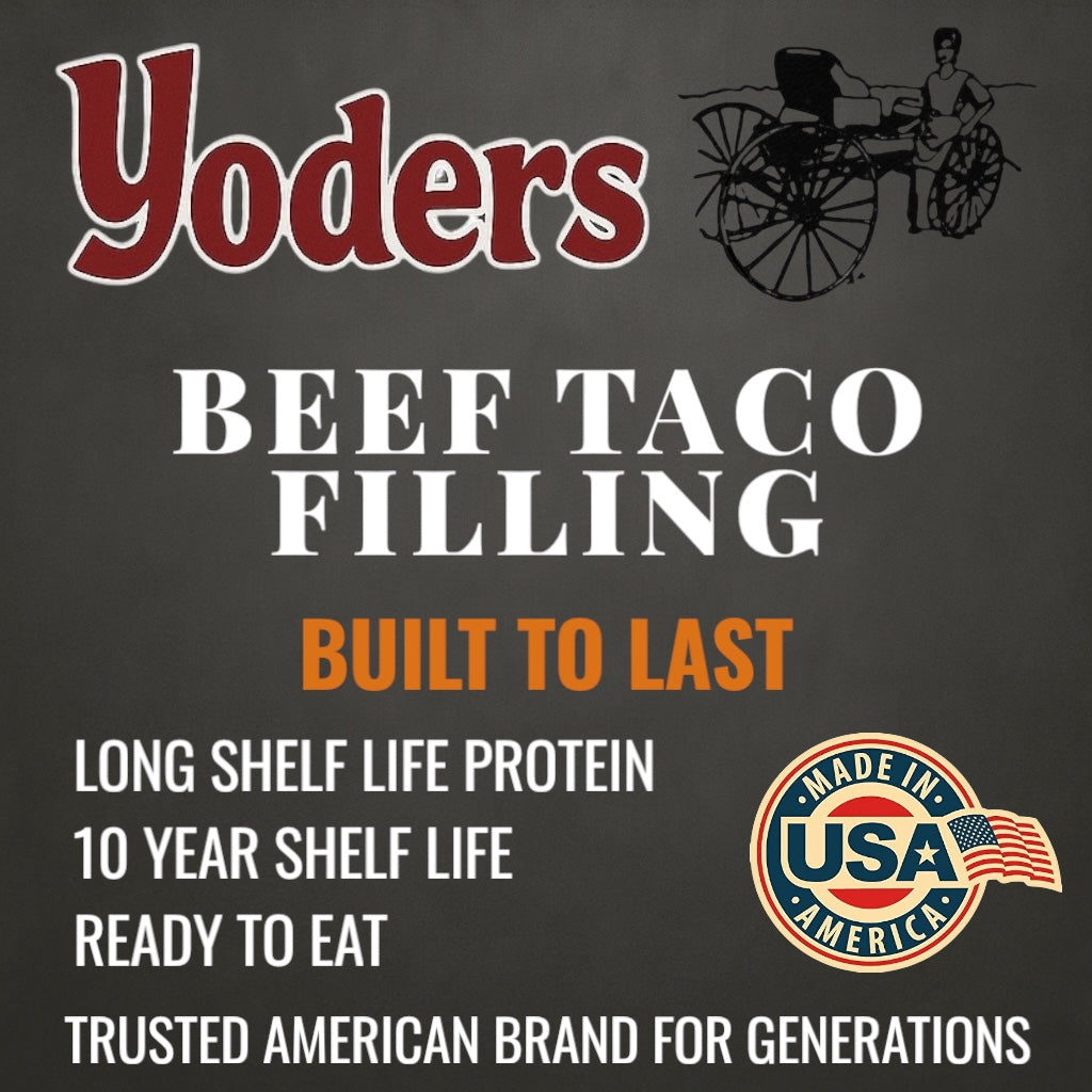 Yoder’s Canned Taco Beef Filling — 28 oz, Fully Cooked (10+ Year Shelf Life)