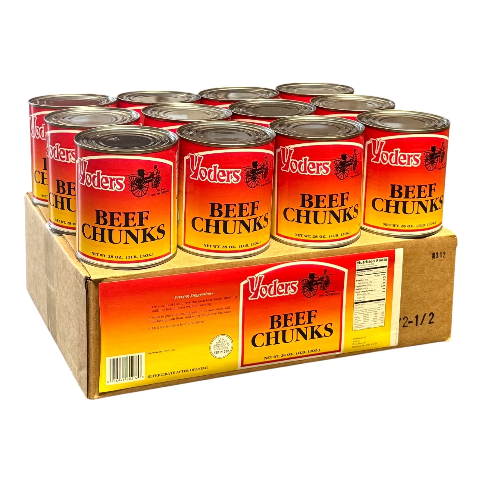 Yoder’s Canned Beef Chunks — 28 oz, Fully Cooked (10+ Year Shelf Life)