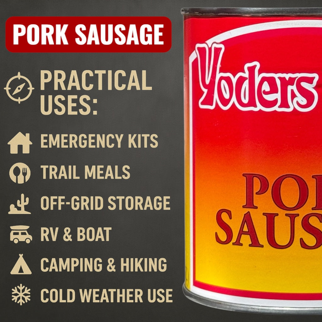 Yoder’s Canned Pork Sausage — 28 oz, Fully Cooked (10+ Year Shelf Life)