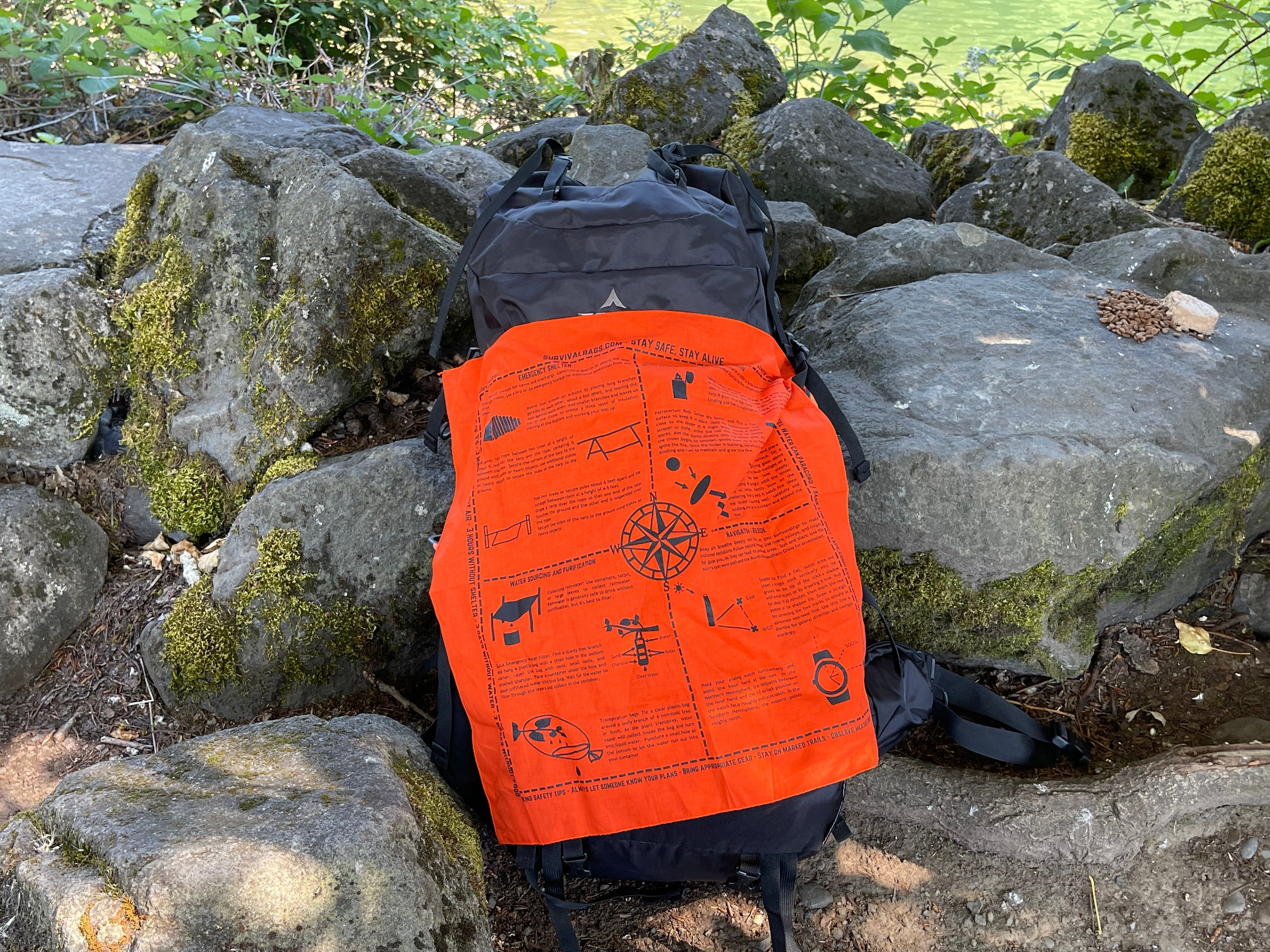 Survival Bandana with Printed Survival Instructions — Made in USA