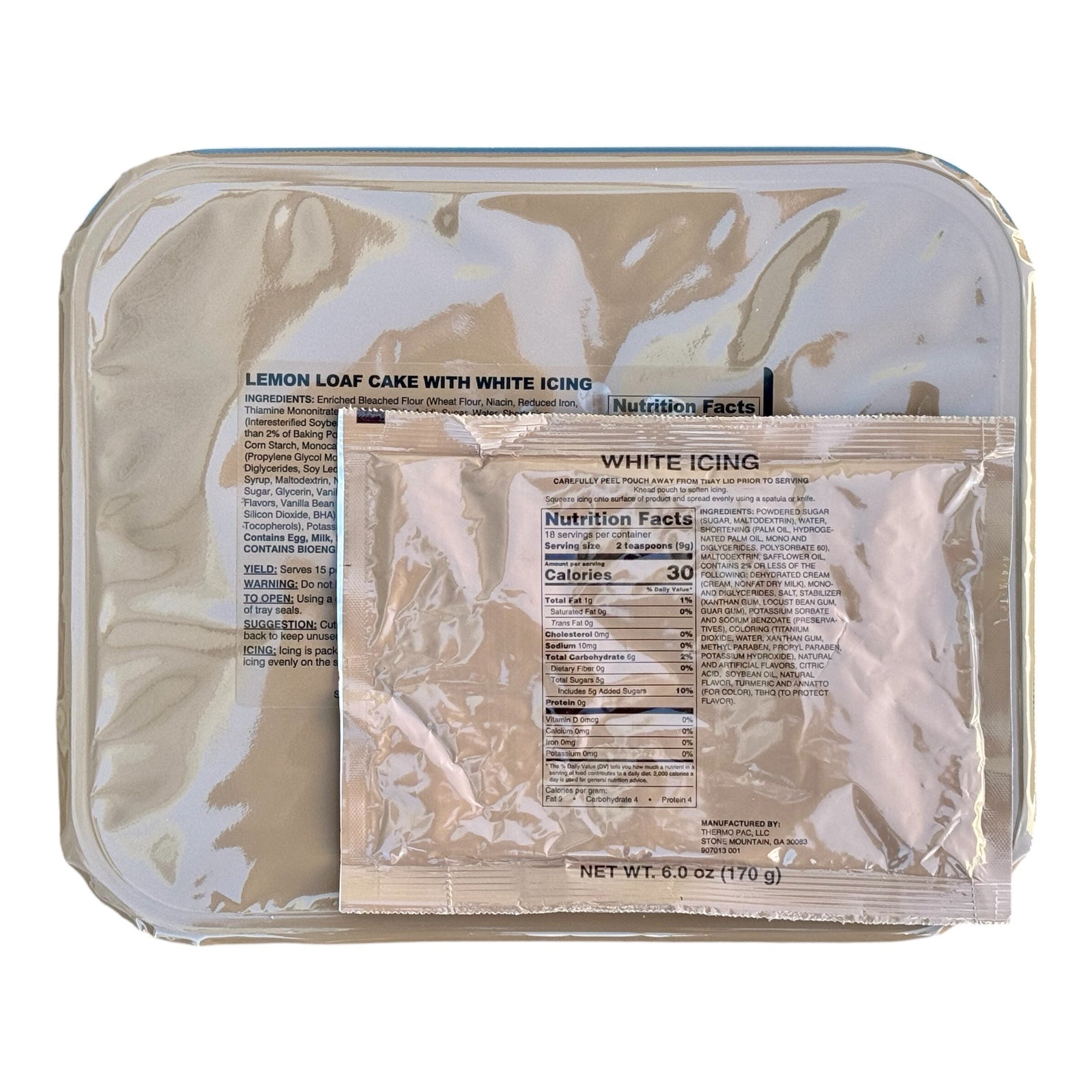 Military MRE Tray Pack — Lemon Loaf with White Icing (UGR Component)