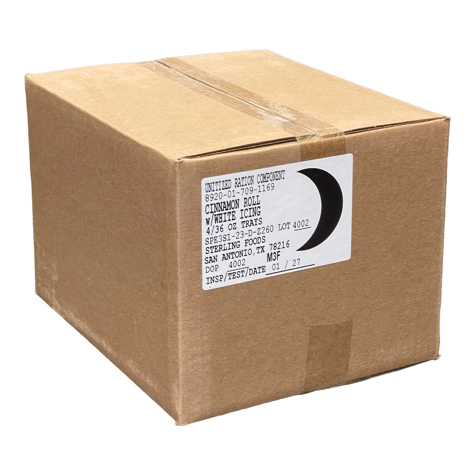 Military MRE Tray Pack — Cinnamon Roll with White Icing (UGR Component)