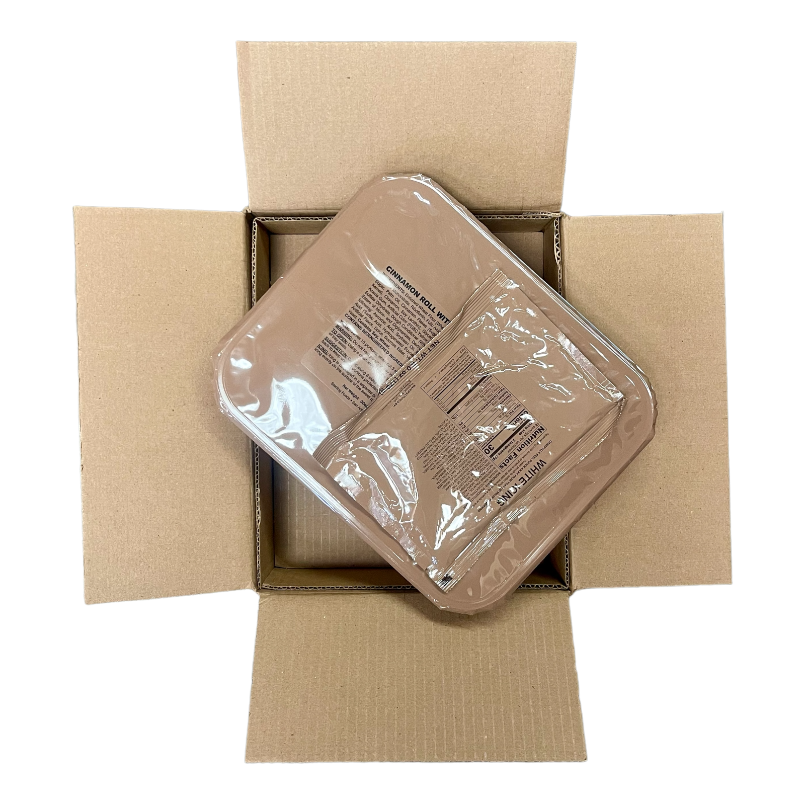 Military MRE Tray Pack — Cinnamon Roll with White Icing (UGR Component)