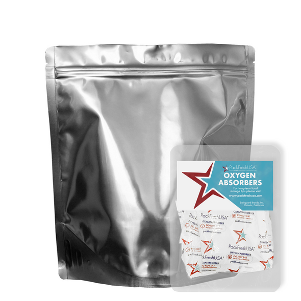 PackFreshUSA Gallon Mylar + Oxygen Absorber Kit — 7 Mil Seal-Top Gusset