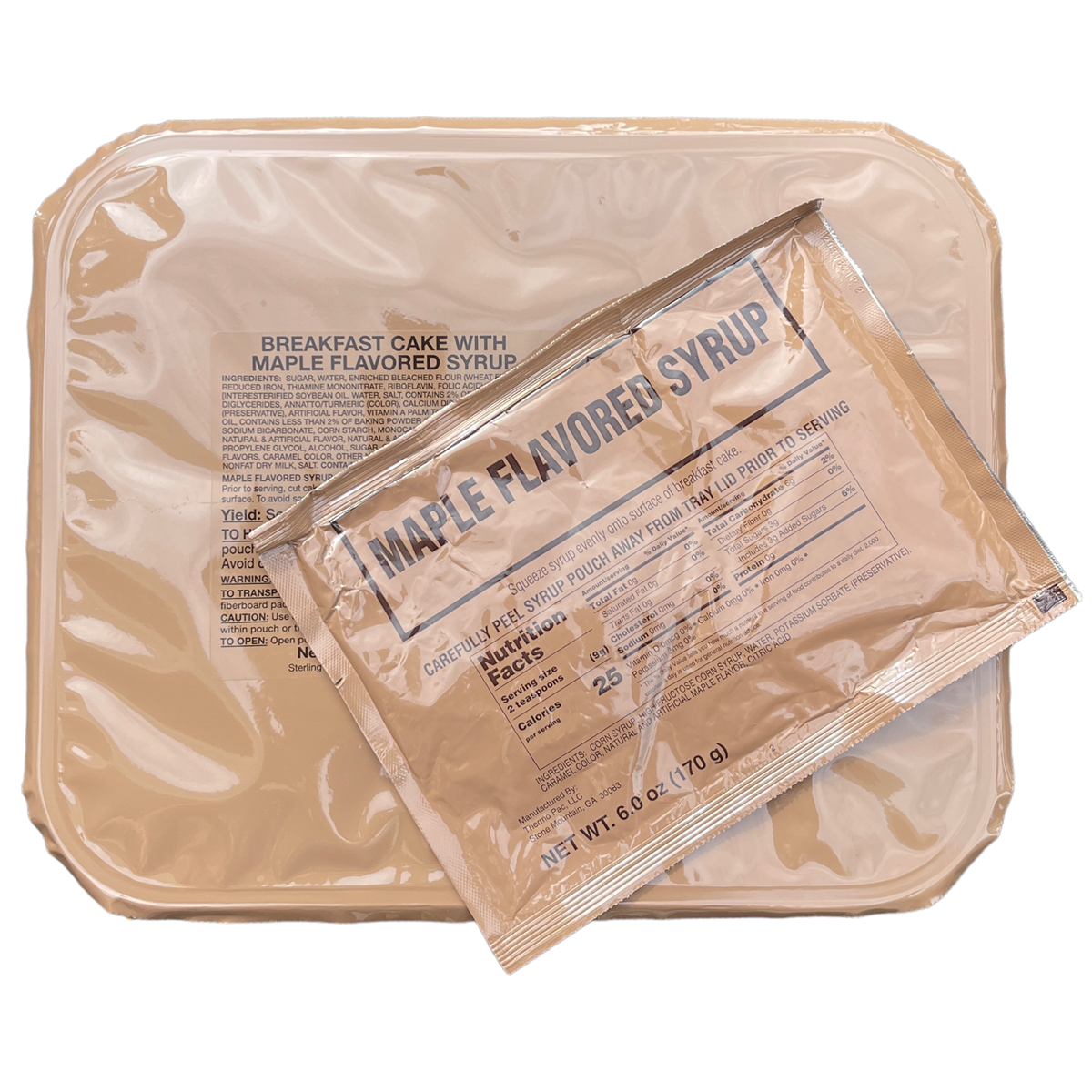 Military MRE Tray Pack — Breakfast Cake with Maple Syrup (UGR Component)