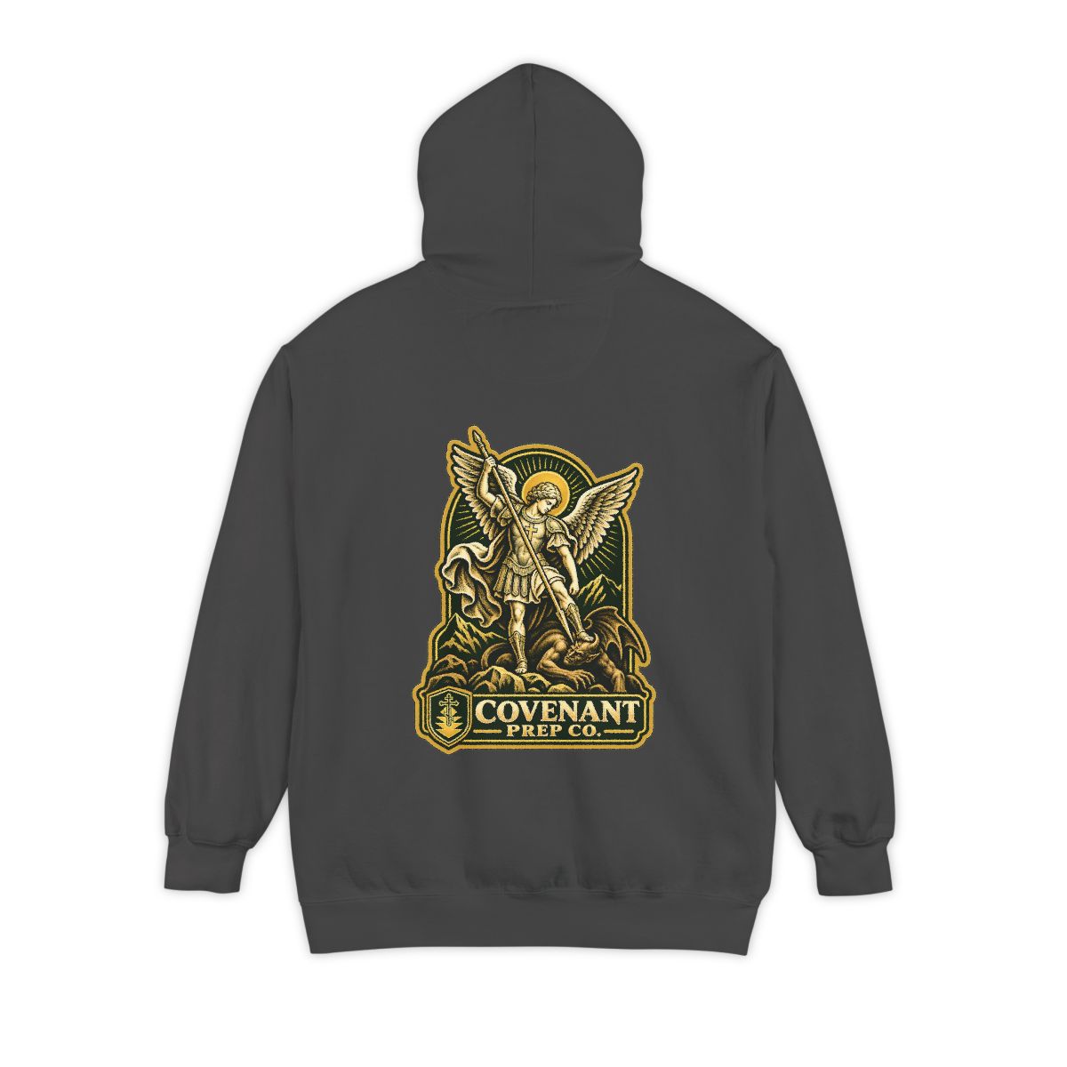 St. Michael printed across the back