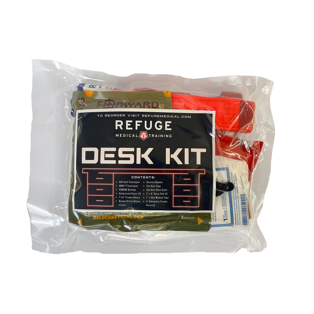 Refuge Medical Desk Kit — Pre-Staged Tourniquet for Church, School & Office