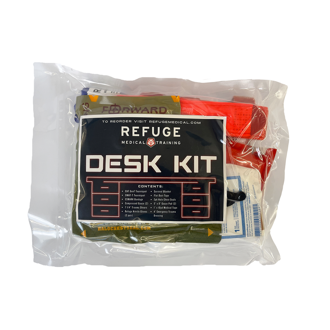 Refuge Medical Desk Kit — Pre-Staged Tourniquet for Church, School & Office