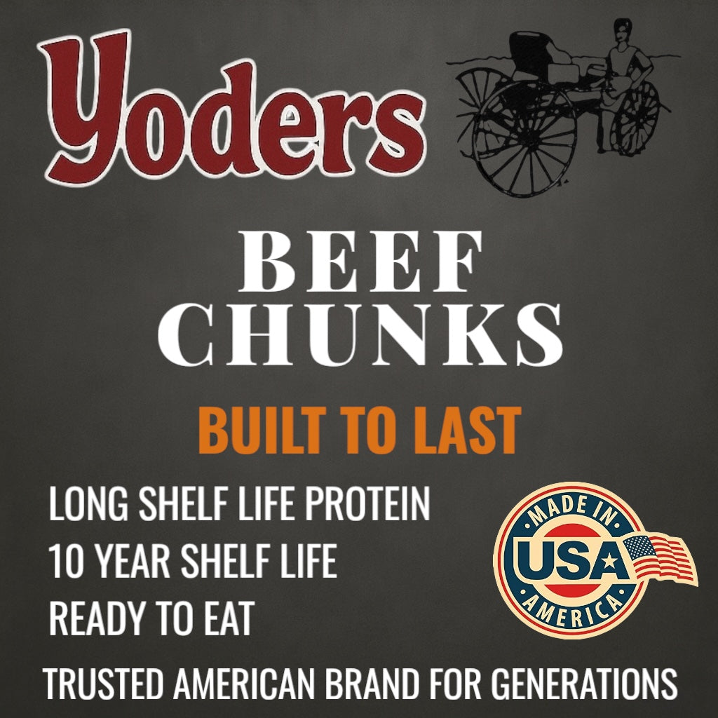 Yoder’s Canned Beef Chunks — 28 oz, Fully Cooked (10+ Year Shelf Life)