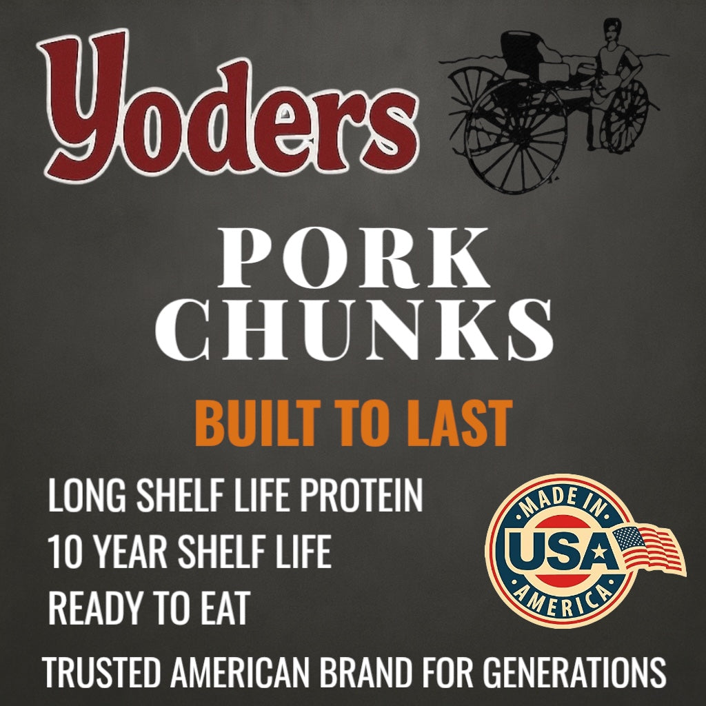 Yoder’s Canned Pork Chunks — 28 oz, Fully Cooked (10+ Year Shelf Life)