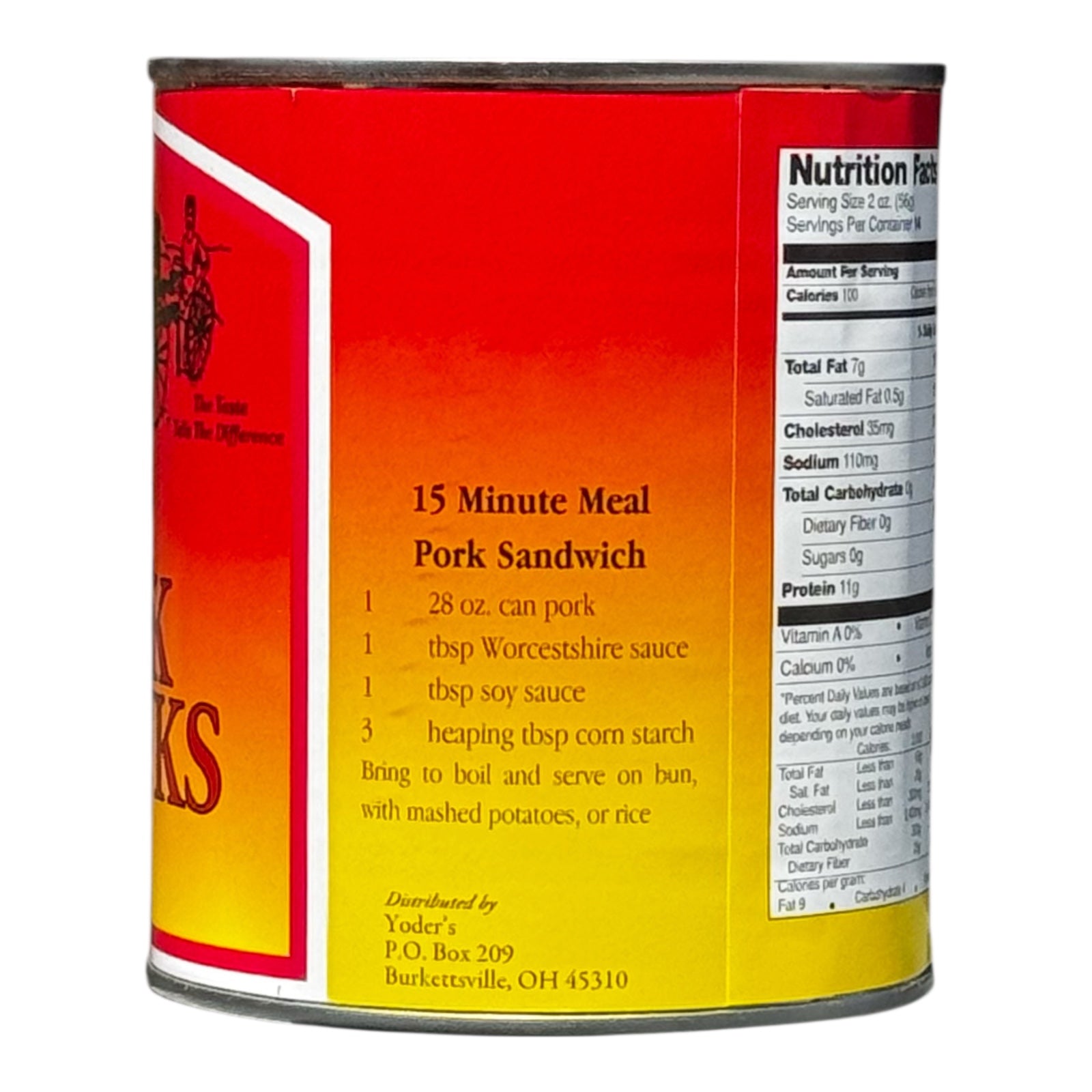 Yoder’s Canned Pork Chunks — 28 oz, Fully Cooked (10+ Year Shelf Life)