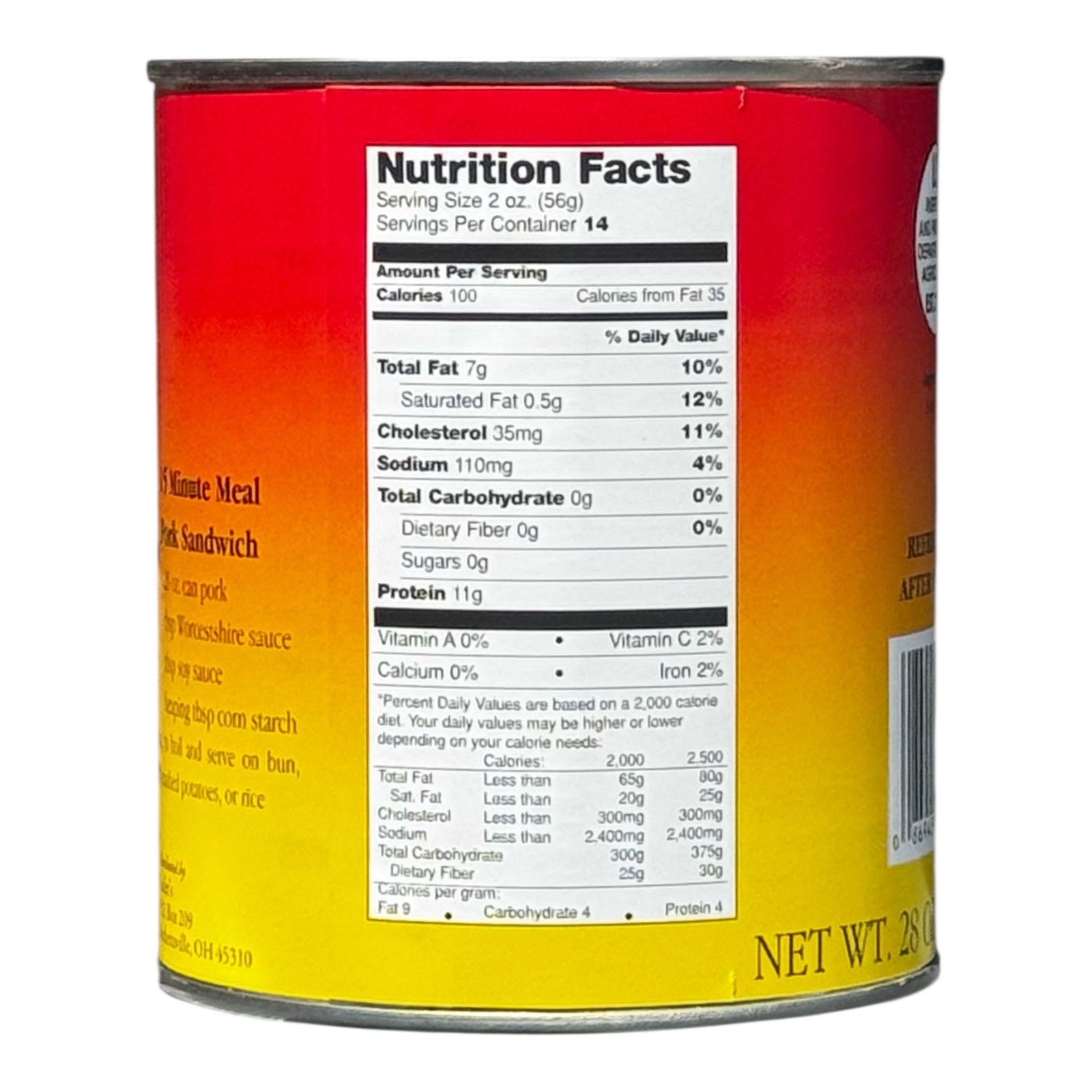 Yoder’s Canned Pork Chunks — 28 oz, Fully Cooked (10+ Year Shelf Life)